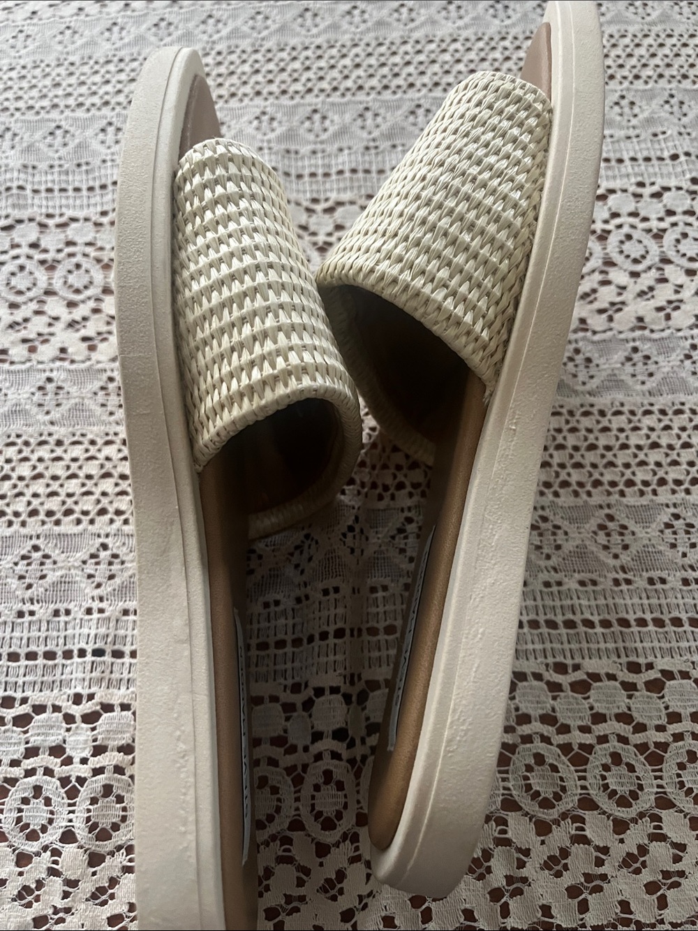 Steve Madden Cream Woven Slide Mules - Picture 7 of 9